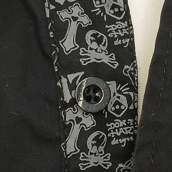 Vintage Christian Audigier Ed Hardy Love Kills Slowly Button Down Shirt Black M - Picture 3 of 8